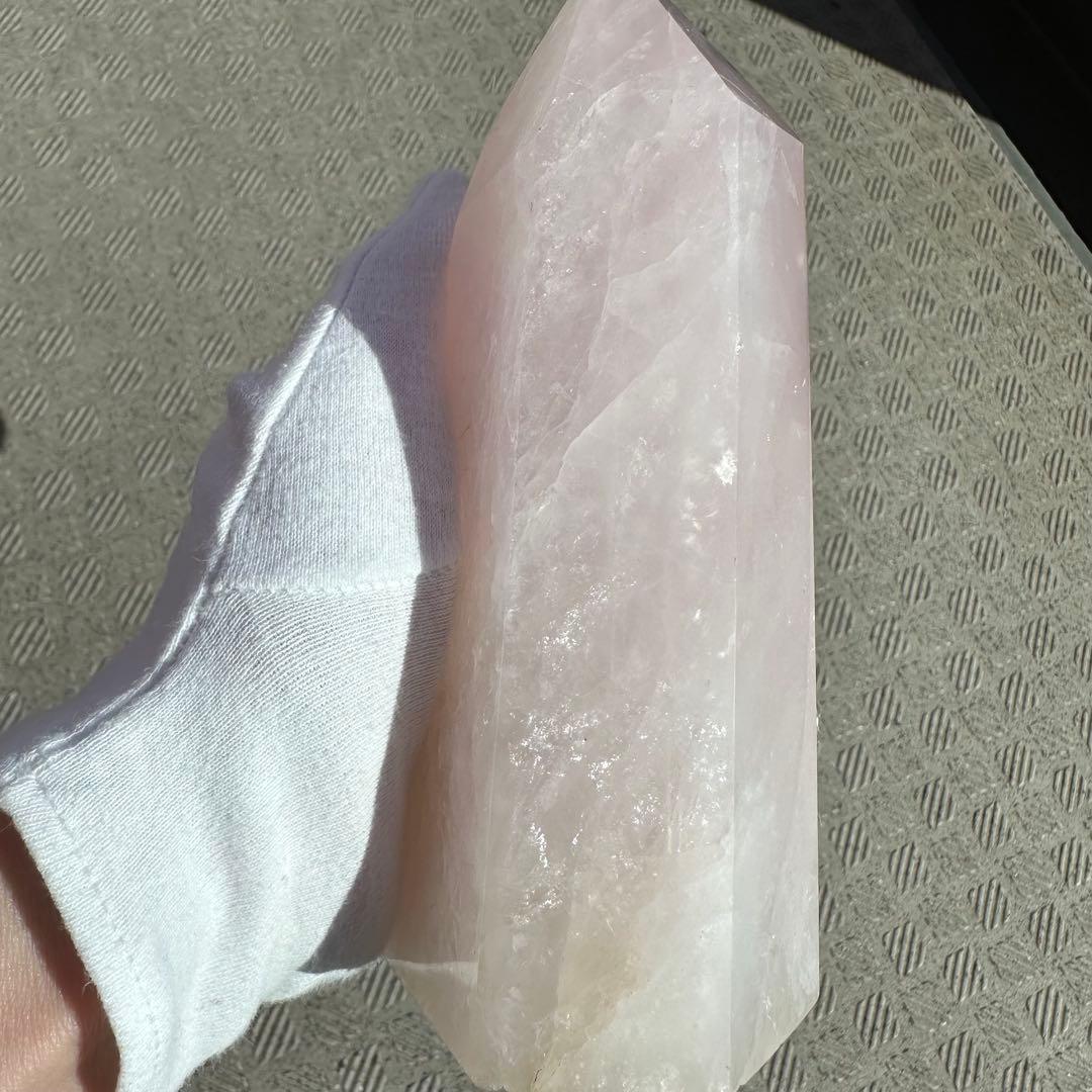 ローズクォーツ　ポイント　736g 恋愛運向上　六角柱