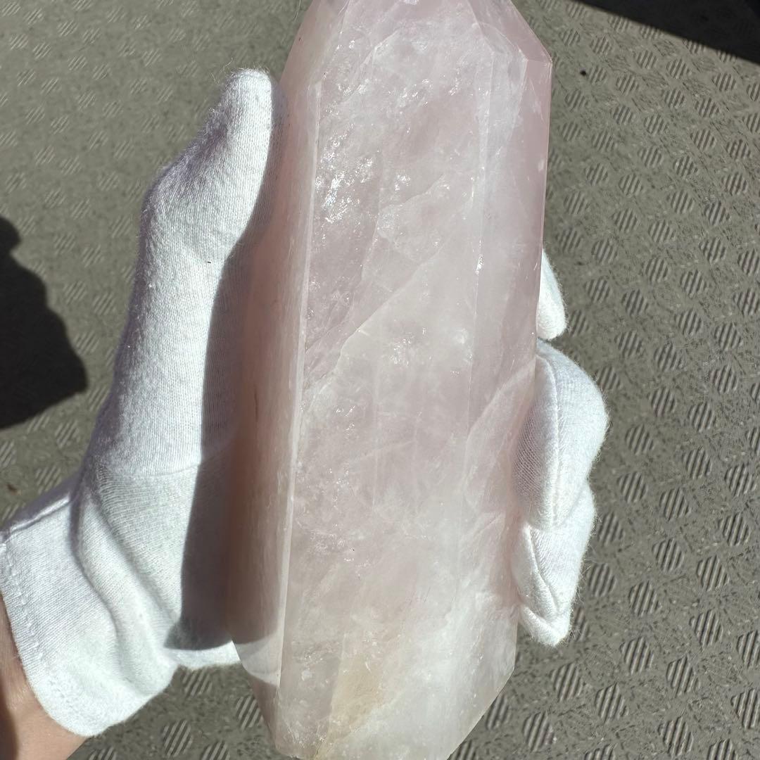 ローズクォーツ　ポイント　736g 恋愛運向上　六角柱