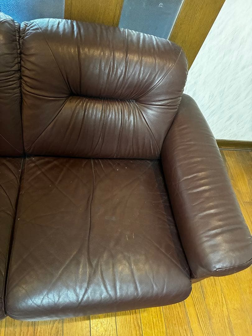 【たのメル便　送料込み】ダークブラウン 3人掛けソファ