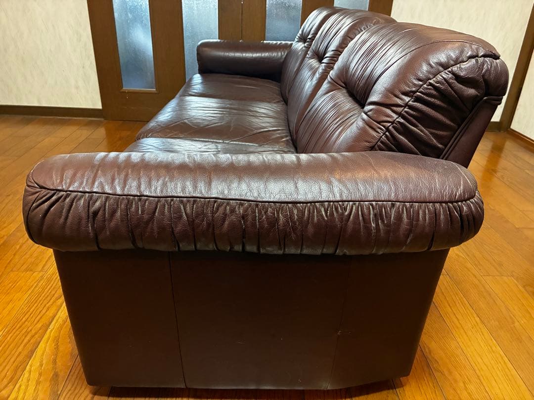 【たのメル便　送料込み】ダークブラウン 3人掛けソファ