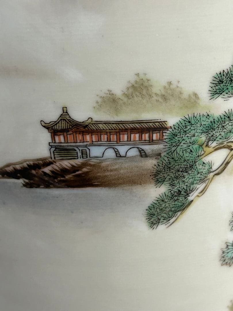 中国　景徳鎮製　山水　大瓶　送料込み0730