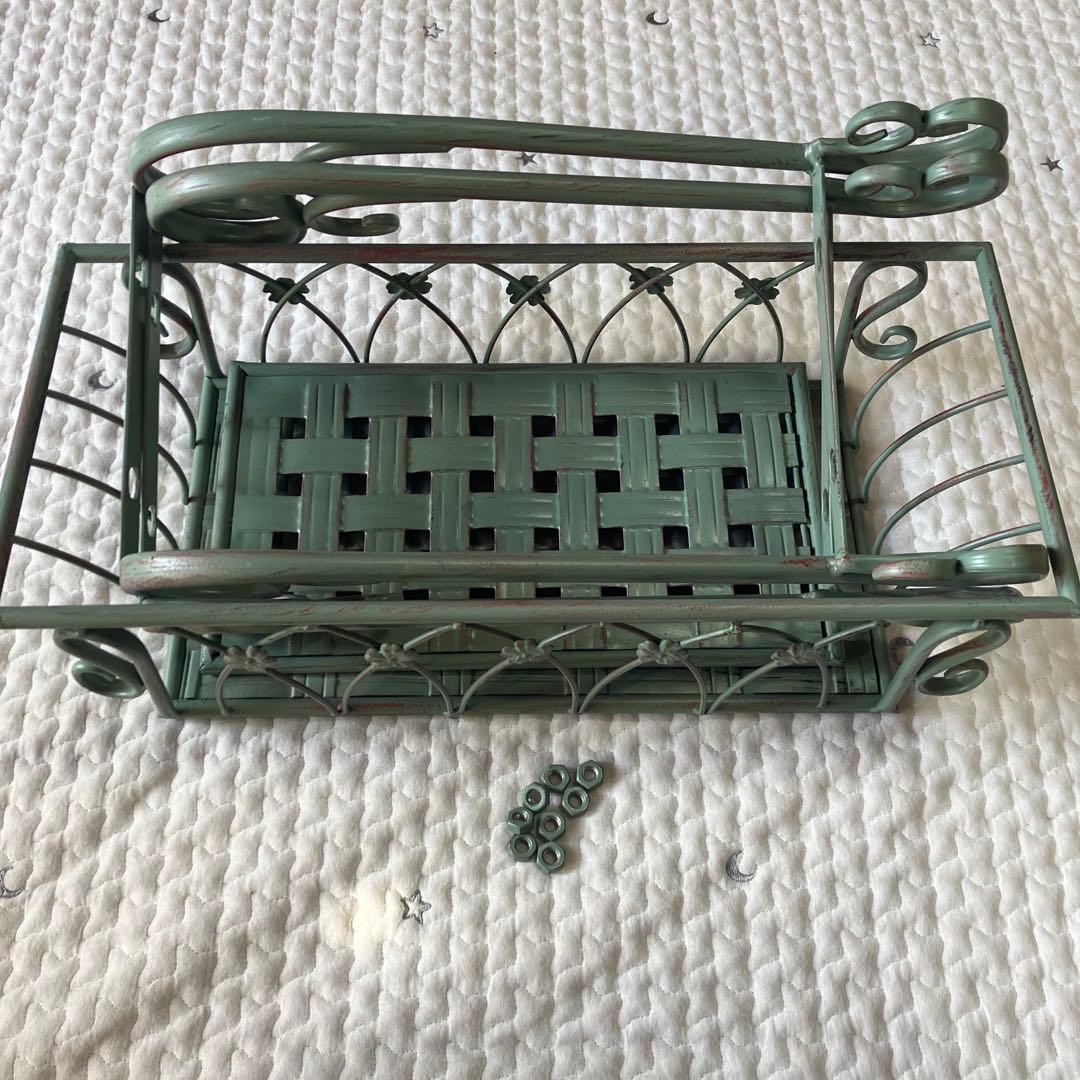 アンティーク風　フラワースタンド　花台　2段　バスケット　プランター　サイド　小