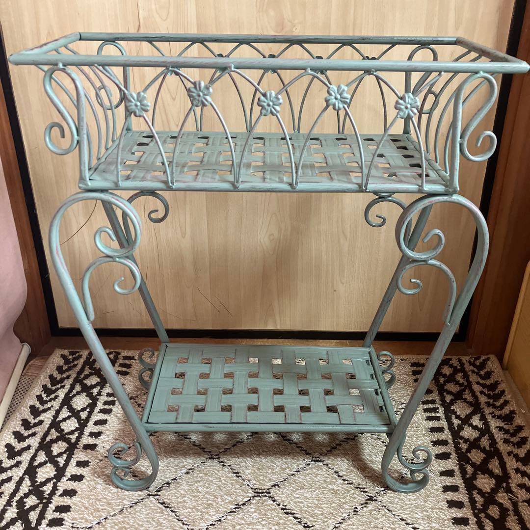 アンティーク風　フラワースタンド　花台　2段　バスケット　プランター　サイド　小