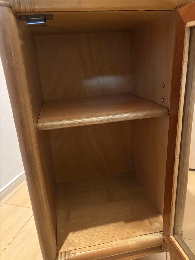 アンティーク　昭和レトロ　籐家具 電話台 花瓶台 引き出し付 ラタン