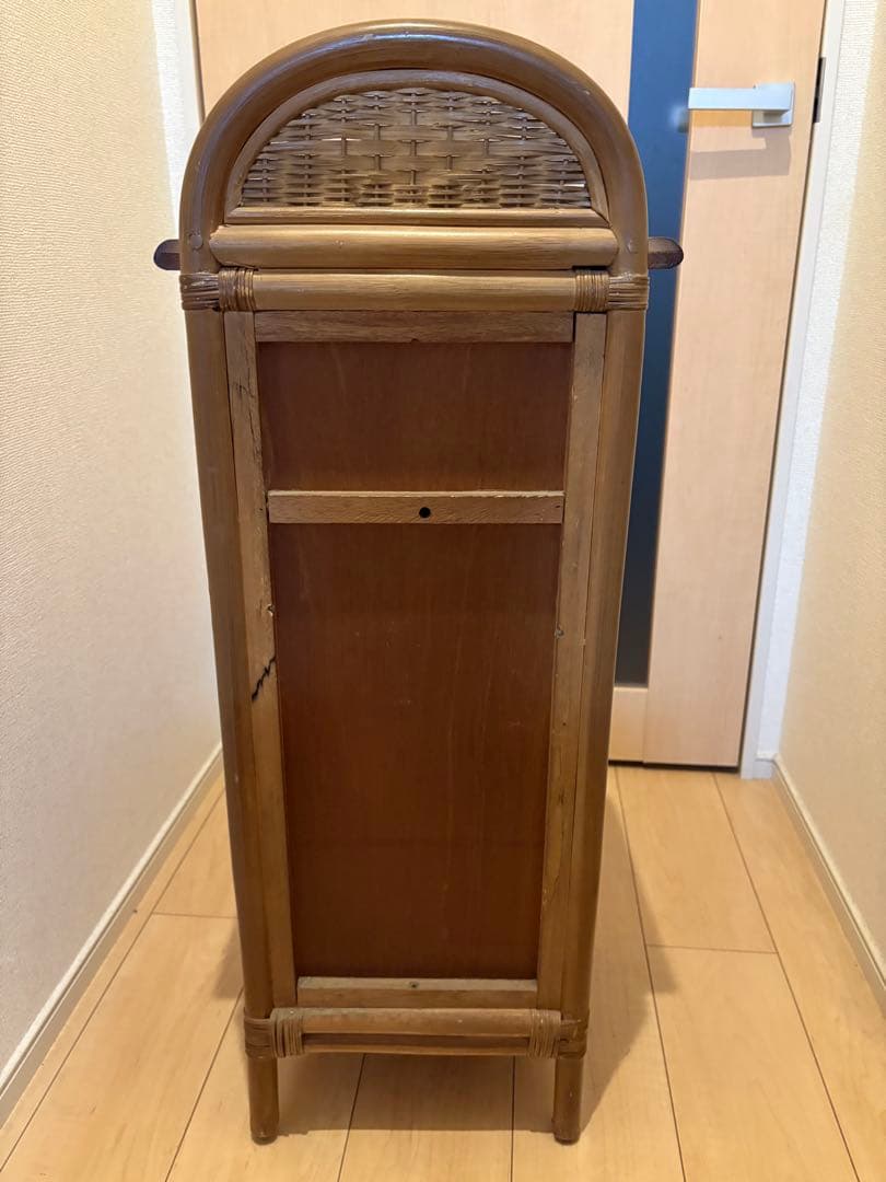 アンティーク　昭和レトロ　籐家具 電話台 花瓶台 引き出し付 ラタン