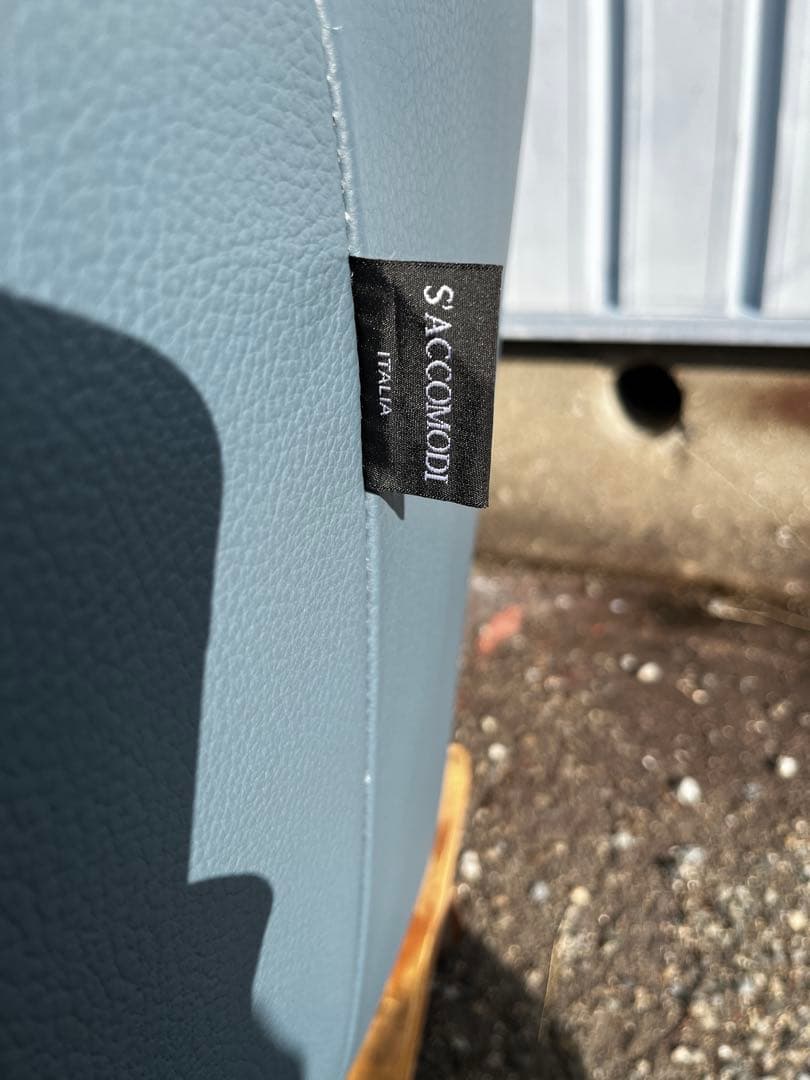 美品！サコモディSACCOMODIブルー 本革ソファ 2.5P イタリア製中古品