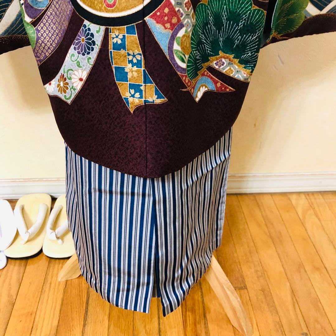 七五三 五歳‼️豪華紫系に鷹金彩煌びやか❤️完全フルセット‼️家から揃える無し 銘品‼️