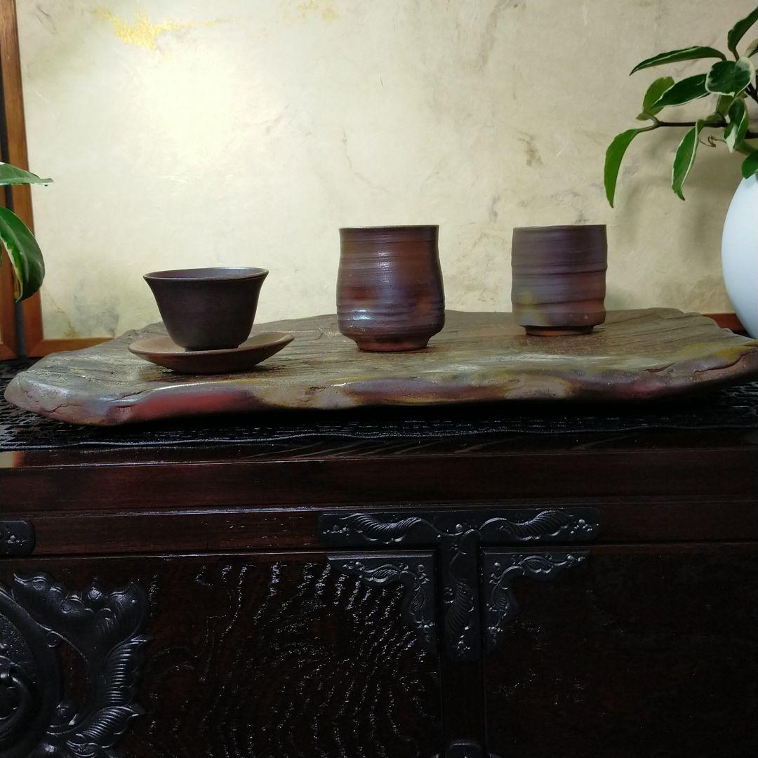 【和食器超大皿】備前焼　宝瓶堂　柴田絋造作　超特大角型盛り皿　飾り皿