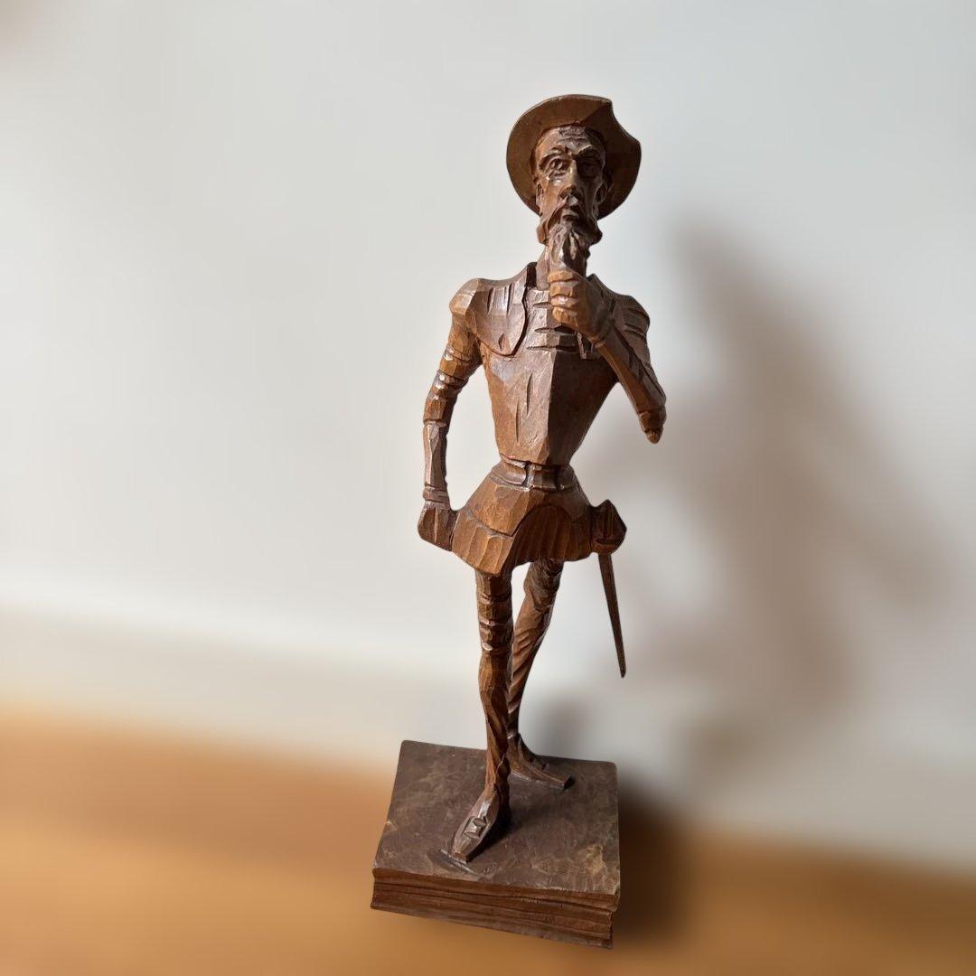 ドン・キホーテ 木彫りの置物 1973年アンティーク - メルカリ