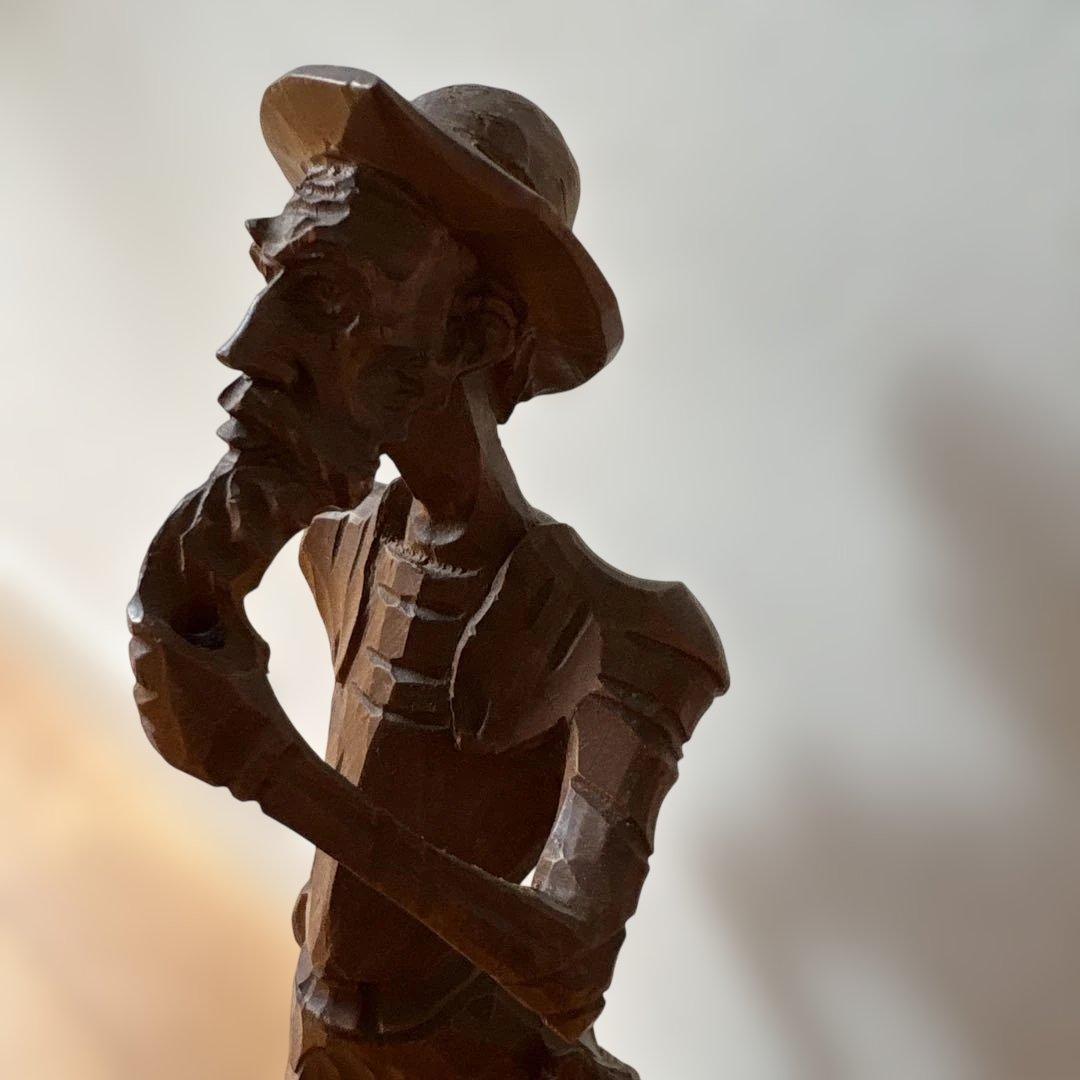 ドン・キホーテ 木彫りの置物 1973年アンティーク - メルカリ