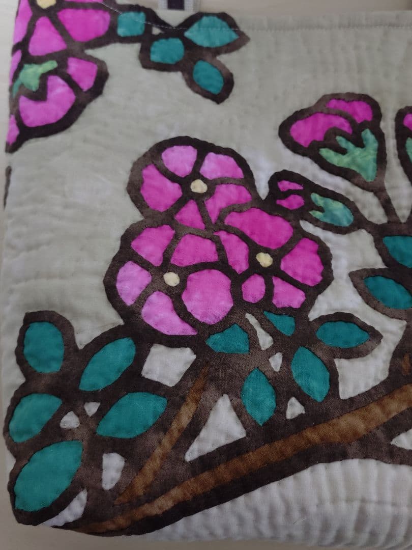 つるバラ・ハンドメイド・ハワイアンキルトバッグ・ステンドグラスキルト