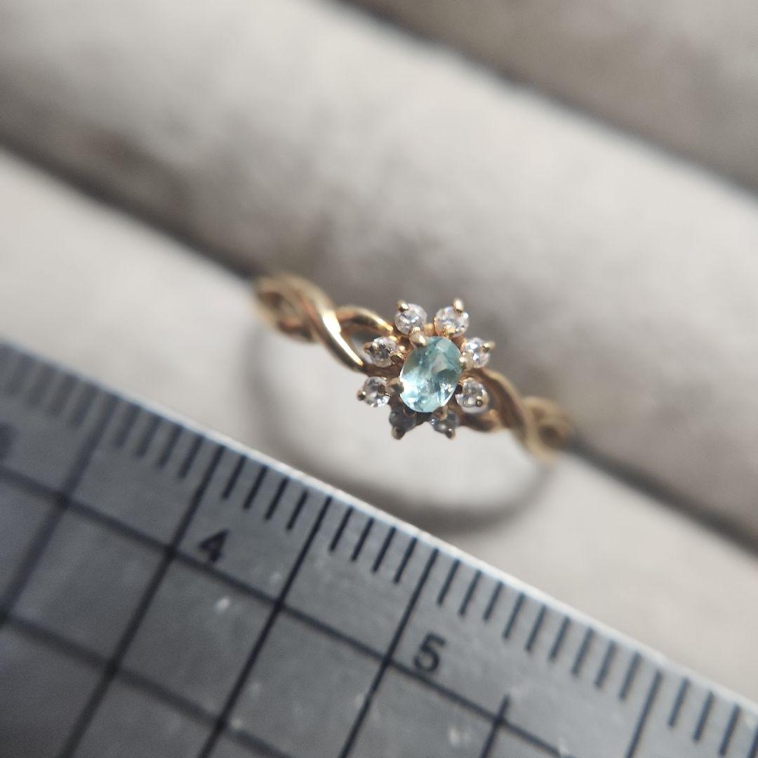 天然パライバトルマリン ダイヤモンド K18 リング