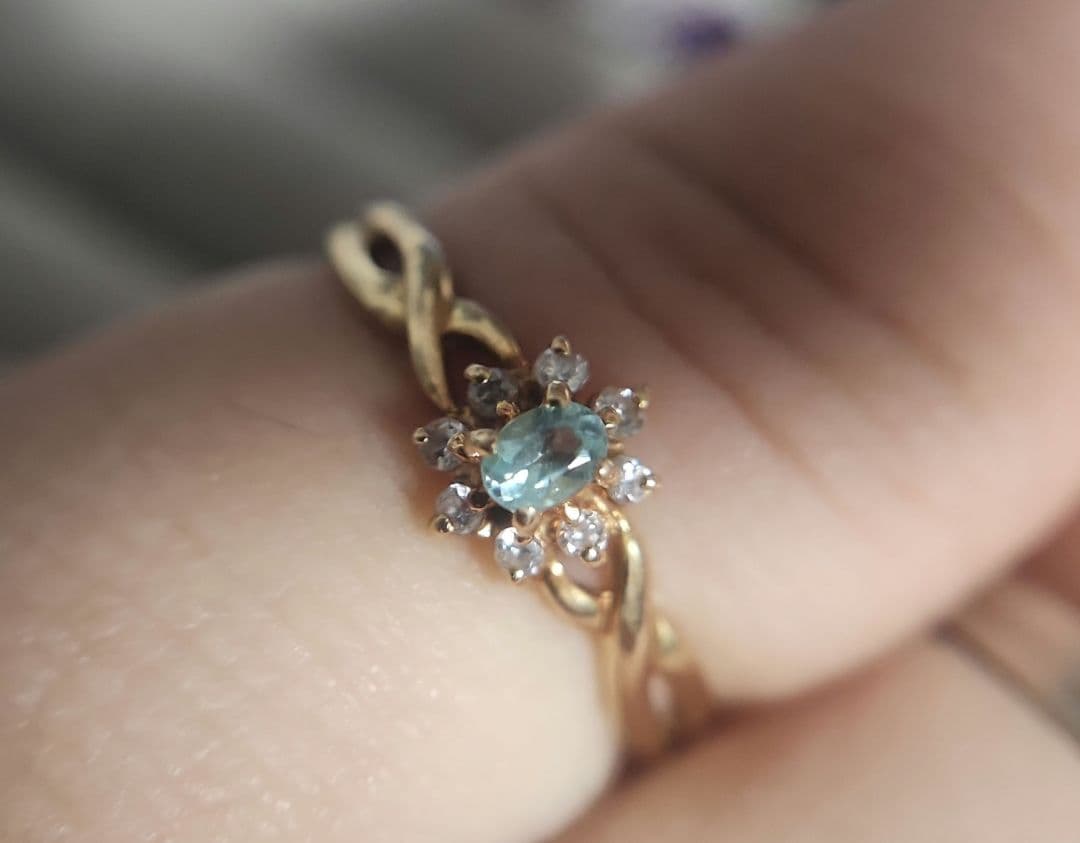 天然パライバトルマリン ダイヤモンド K18 リング