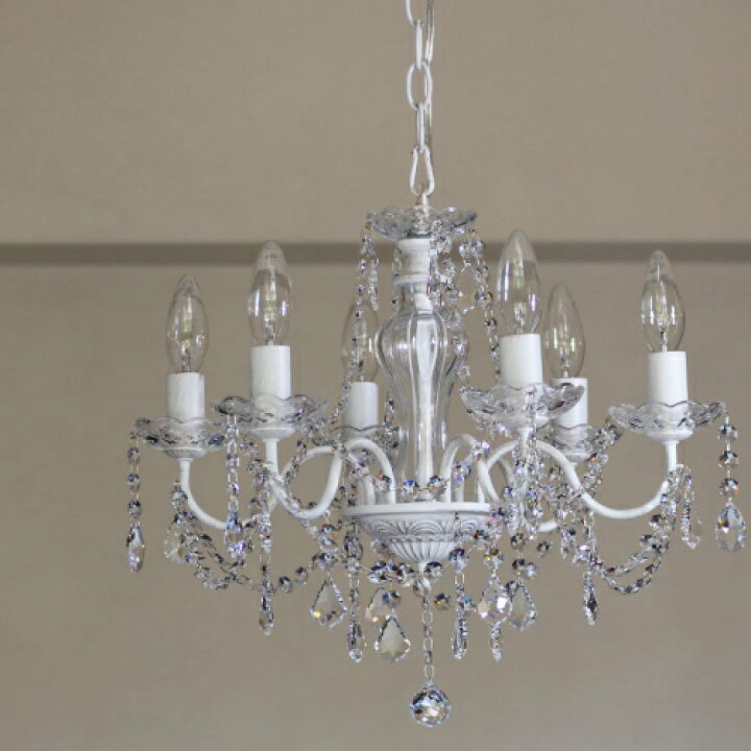 ホワイト 6灯 シャンデリア LED対応