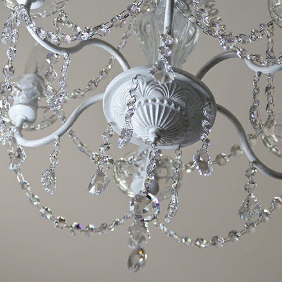 ホワイト 6灯 シャンデリア LED対応