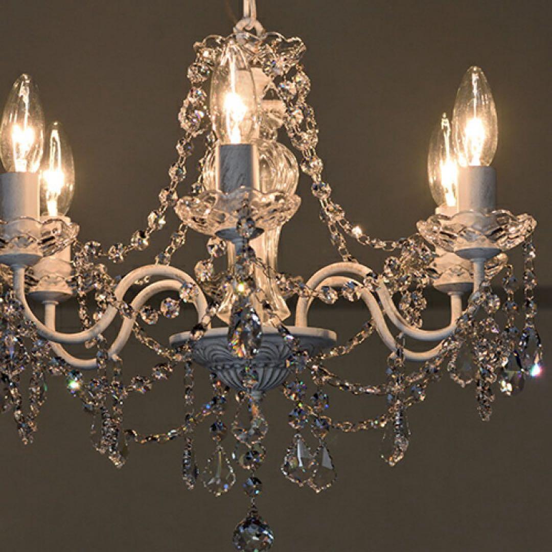 ホワイト 6灯 シャンデリア LED対応