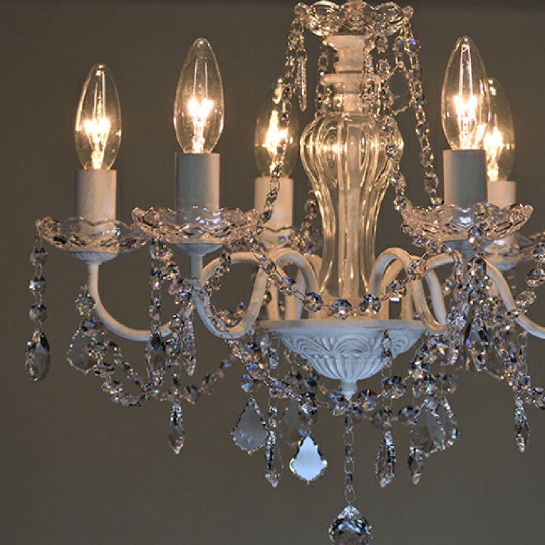 ホワイト 6灯 シャンデリア LED対応