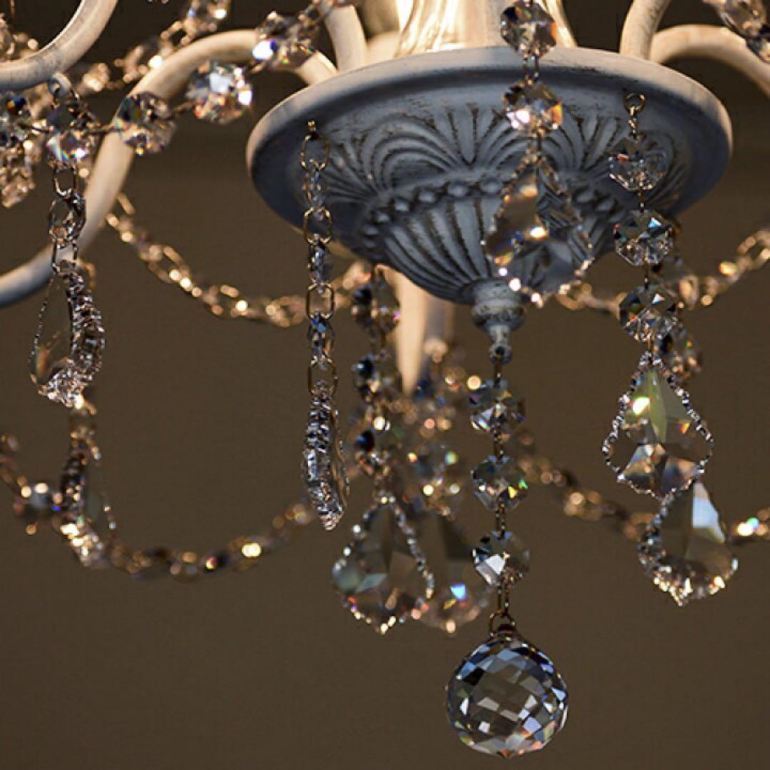 ホワイト 6灯 シャンデリア LED対応