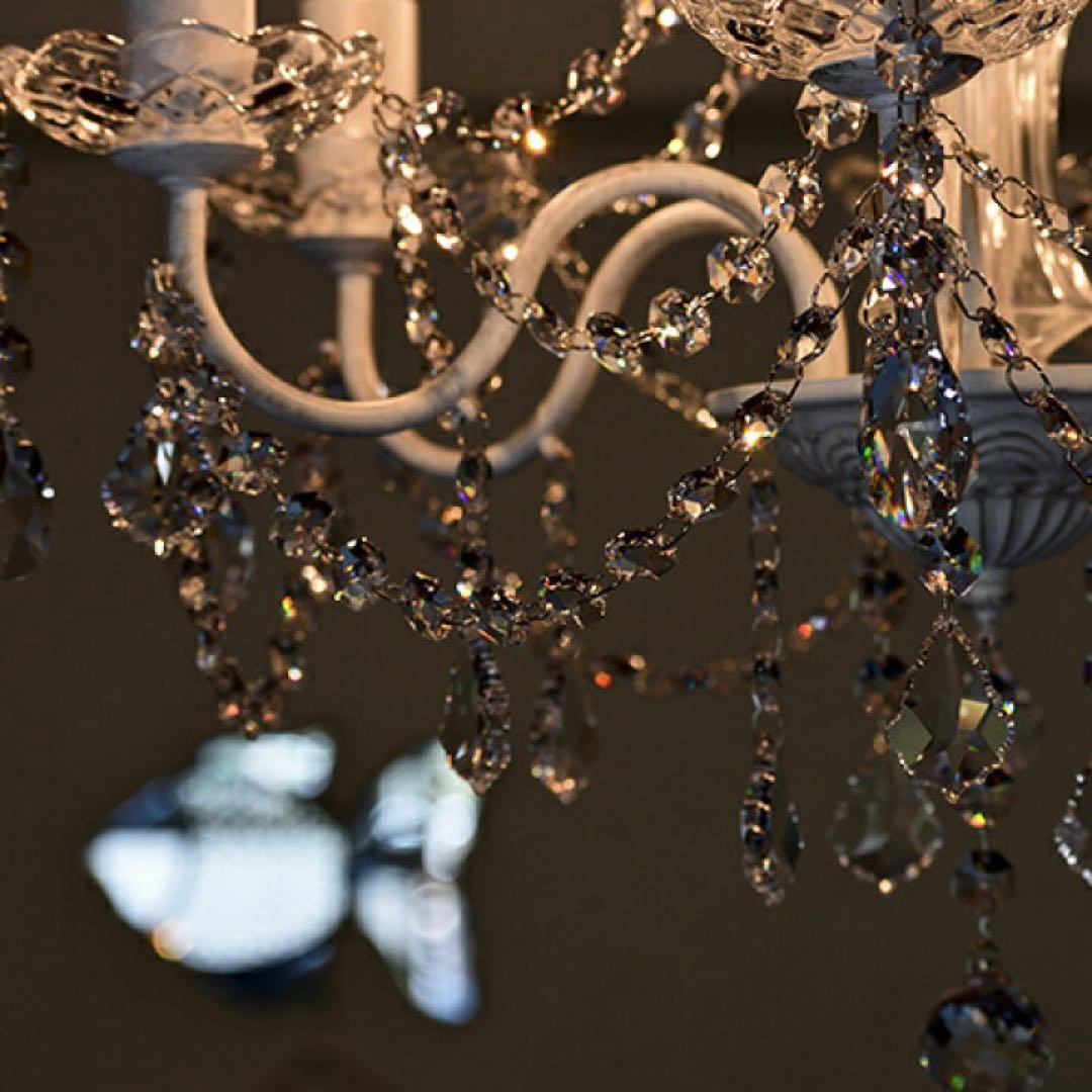 ホワイト 6灯 シャンデリア LED対応