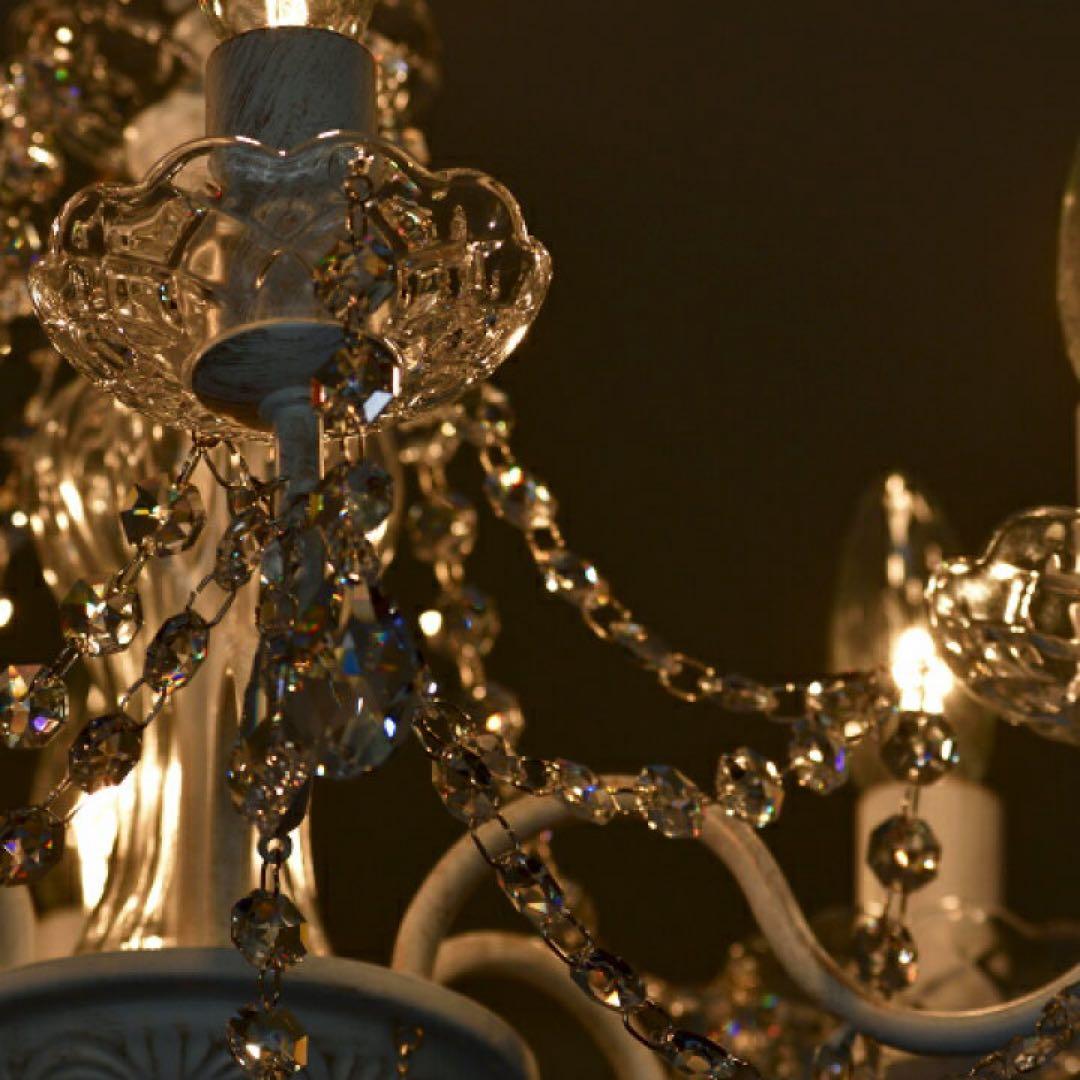 ホワイト 6灯 シャンデリア LED対応