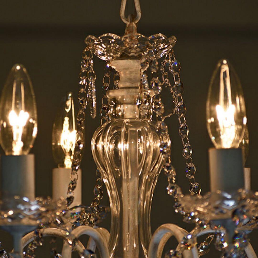 ホワイト 6灯 シャンデリア LED対応