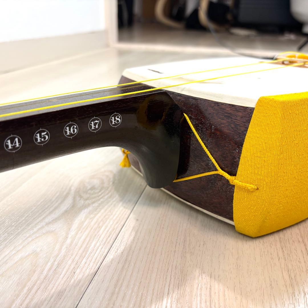 【皮破れあり】中棹　東さわり　地唄 民謡 トチ目　丸内胴　ケース付