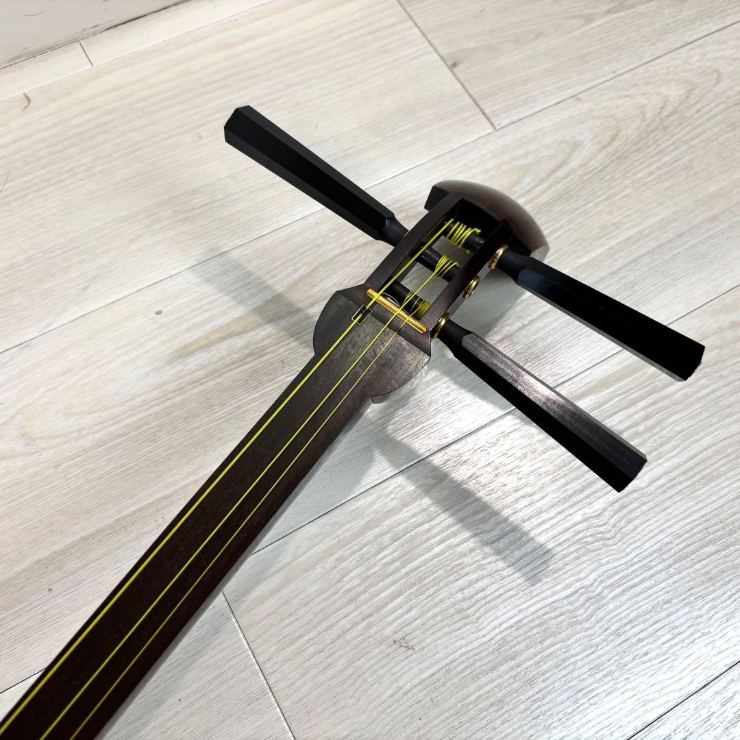 【皮破れあり】中棹　東さわり　地唄 民謡 トチ目　丸内胴　ケース付