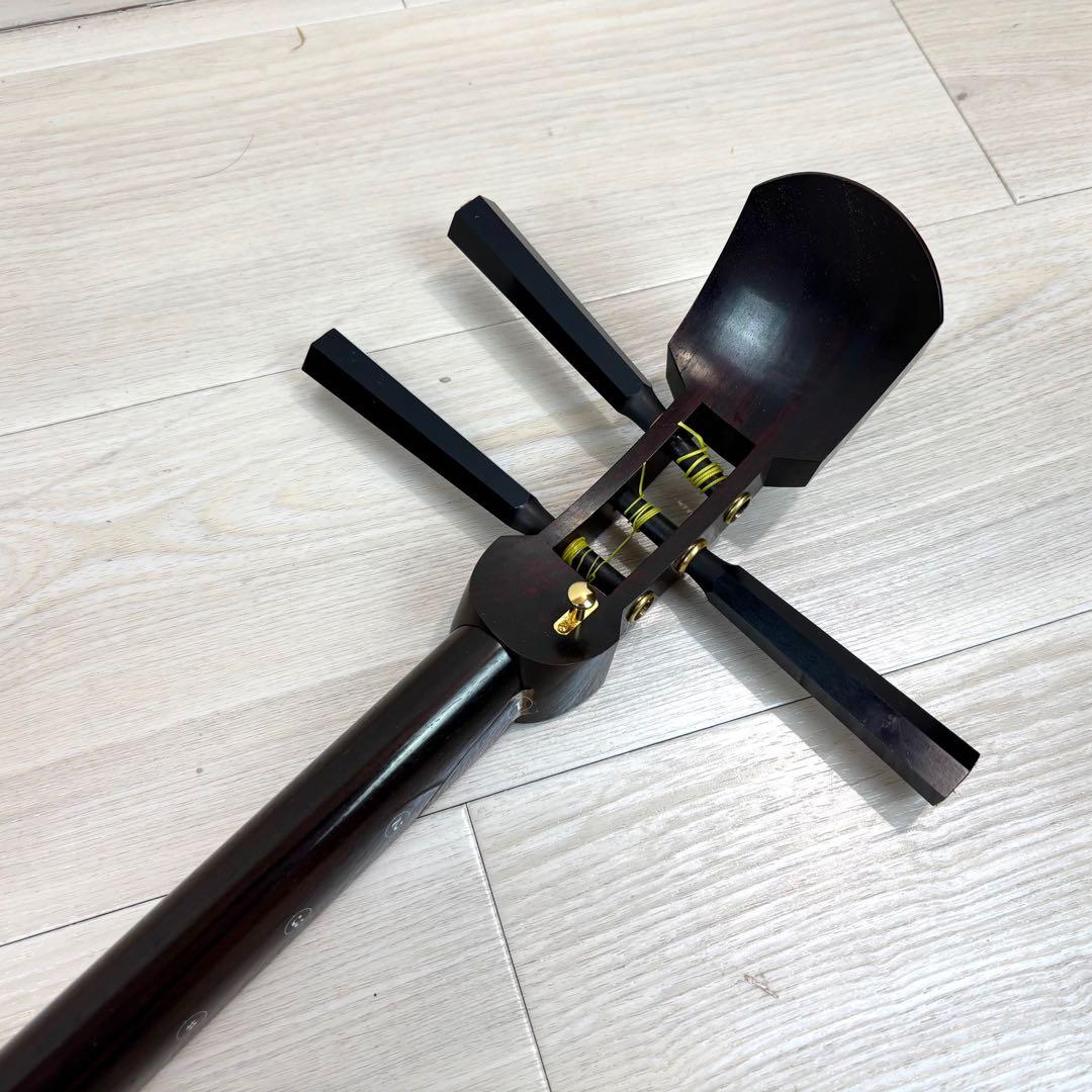 【皮破れあり】中棹　東さわり　地唄 民謡 トチ目　丸内胴　ケース付