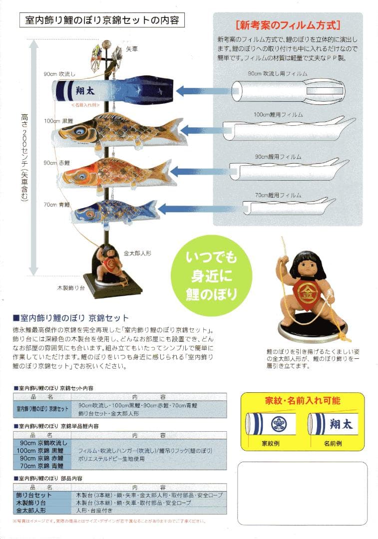 【値下】徳永 室内飾り鯉のぼり 京錦セット 金太郎付 写真立付 美品 こいのぼり