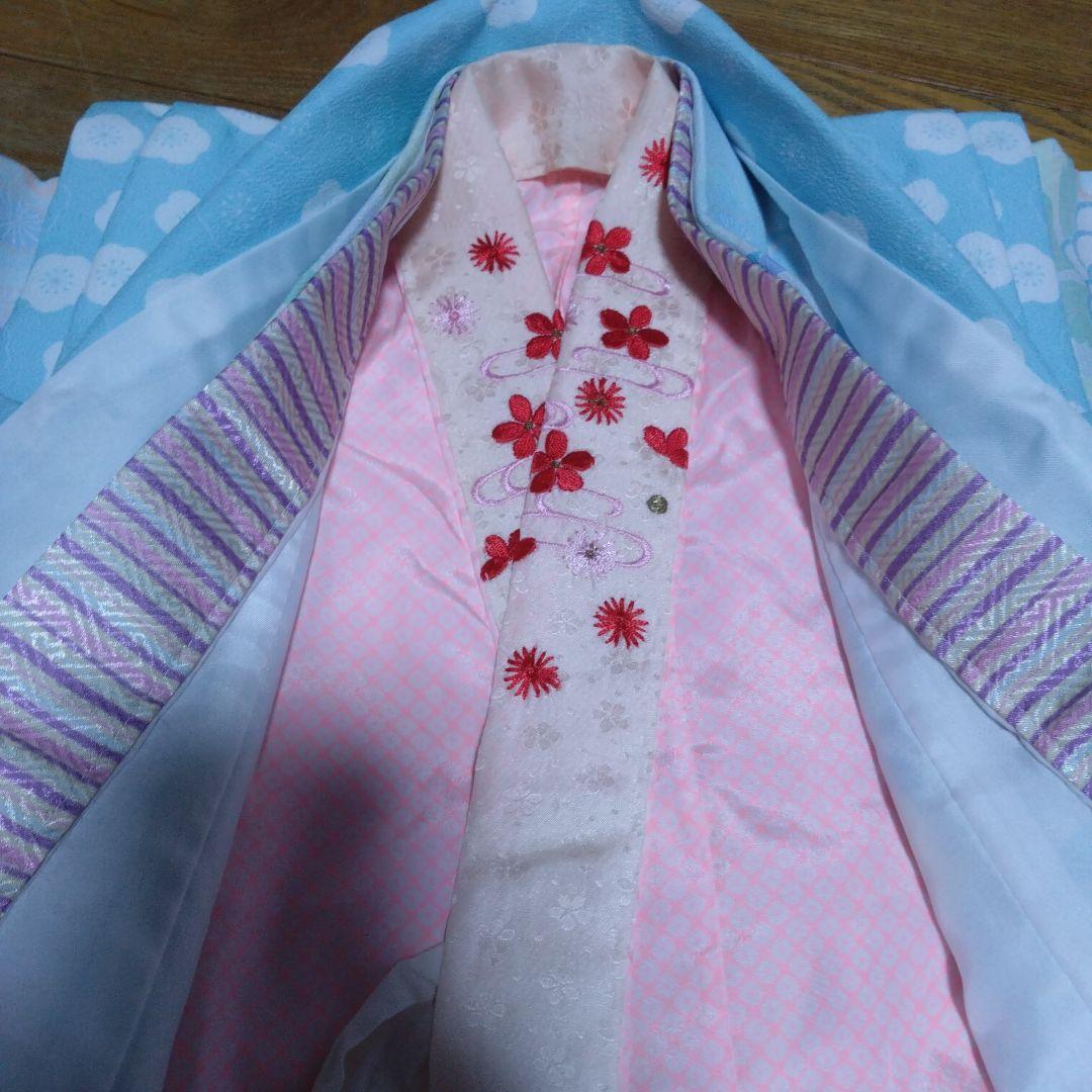 三歳★神楽★水色桜模様着物セット