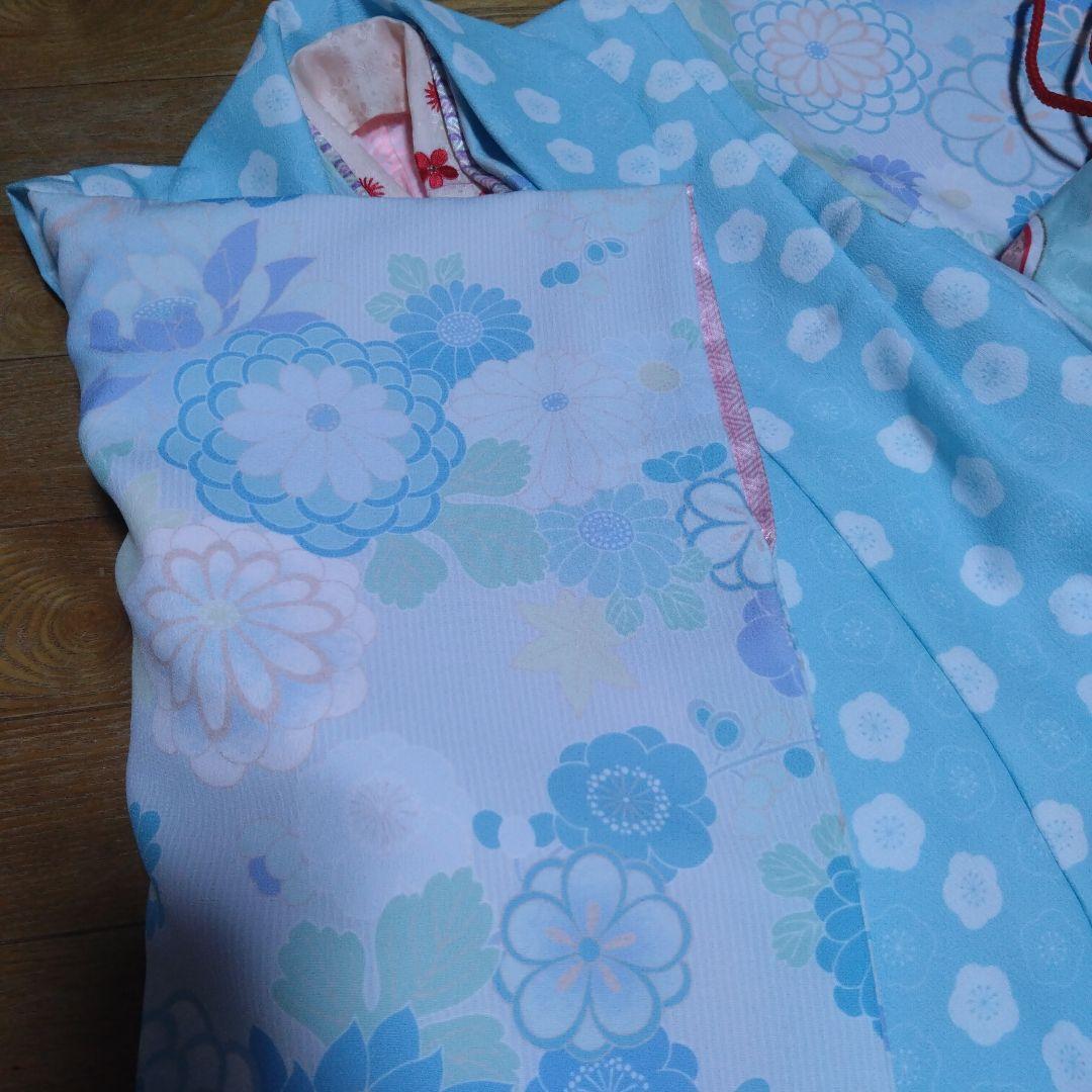 三歳★神楽★水色桜模様着物セット