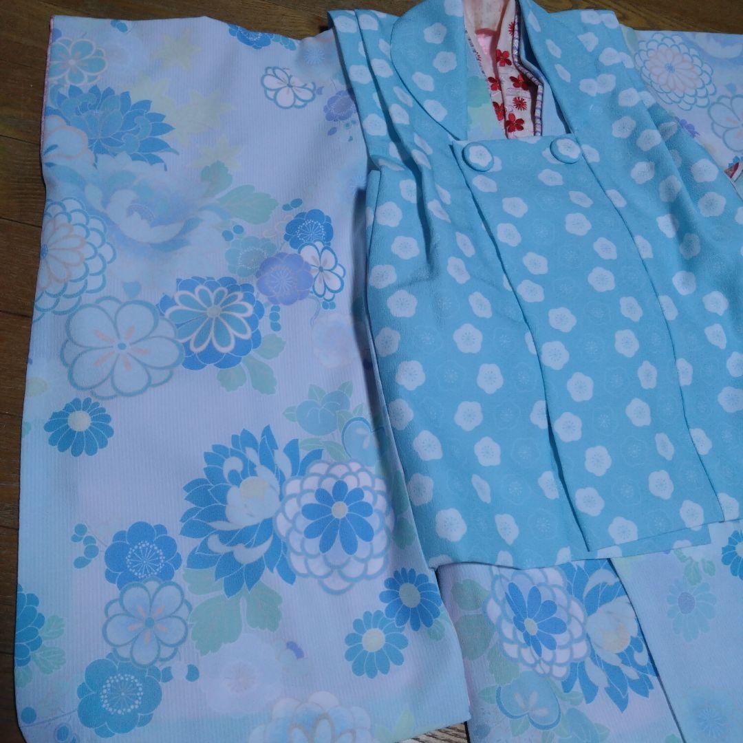 三歳★神楽★水色桜模様着物セット
