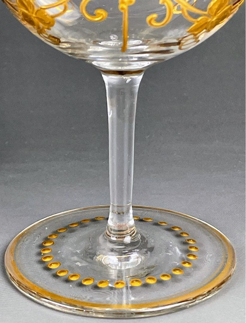 ボヘミアンガラス 盛上金彩 エナメル彩 ワイングラス ボヘミア グラス