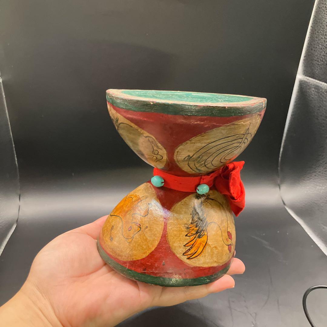 小太鼓 中国 骨董 干支 動物 太鼓 打楽器 アンティーク