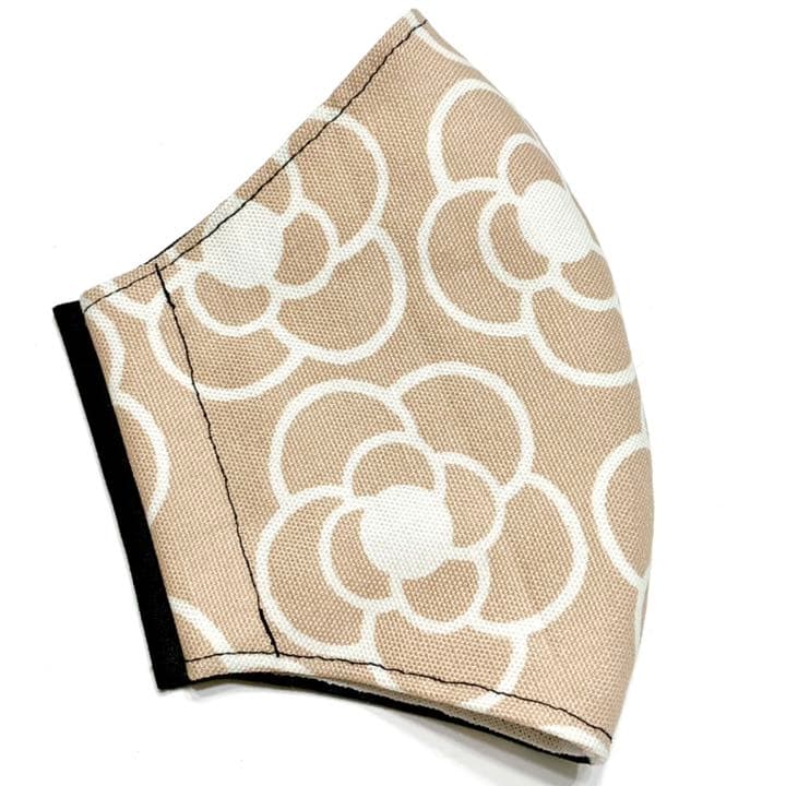 No.220 オーダーマスク　ハンドメイド　花柄　ブラック　ベージュ　おまとめ割