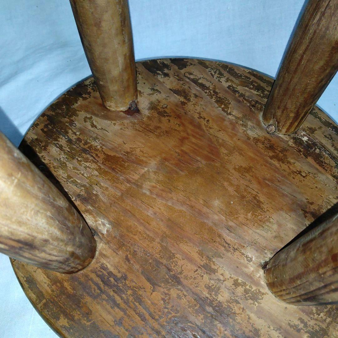 木製円形スツール　茶色　昭和レトロ　古家具