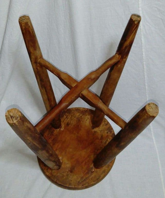 木製円形スツール　茶色　昭和レトロ　古家具