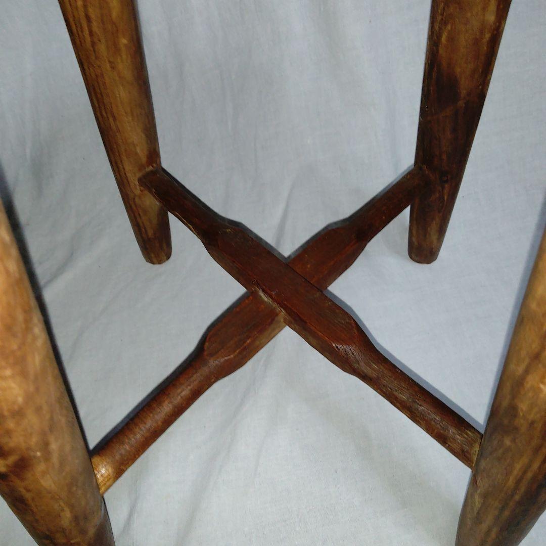 木製円形スツール　茶色　昭和レトロ　古家具