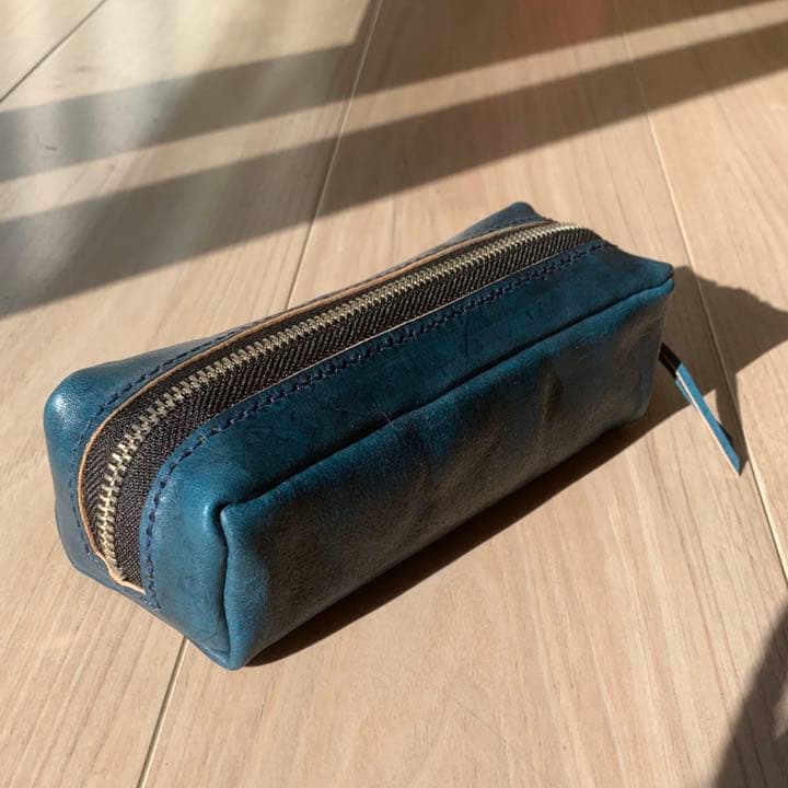 ヌメ革ペンケース（ネイビー）※オーダーメイド