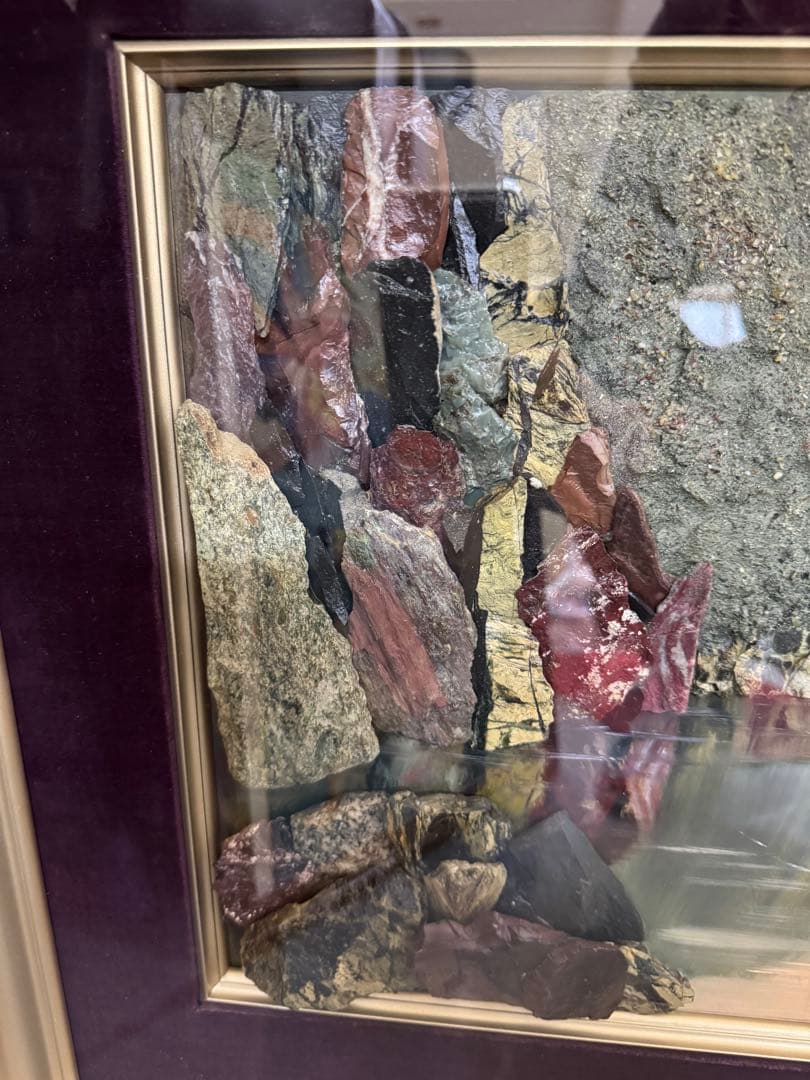 石画 1969年 額縁 ストーンアート アンティーク ヴィンテージ レトロ