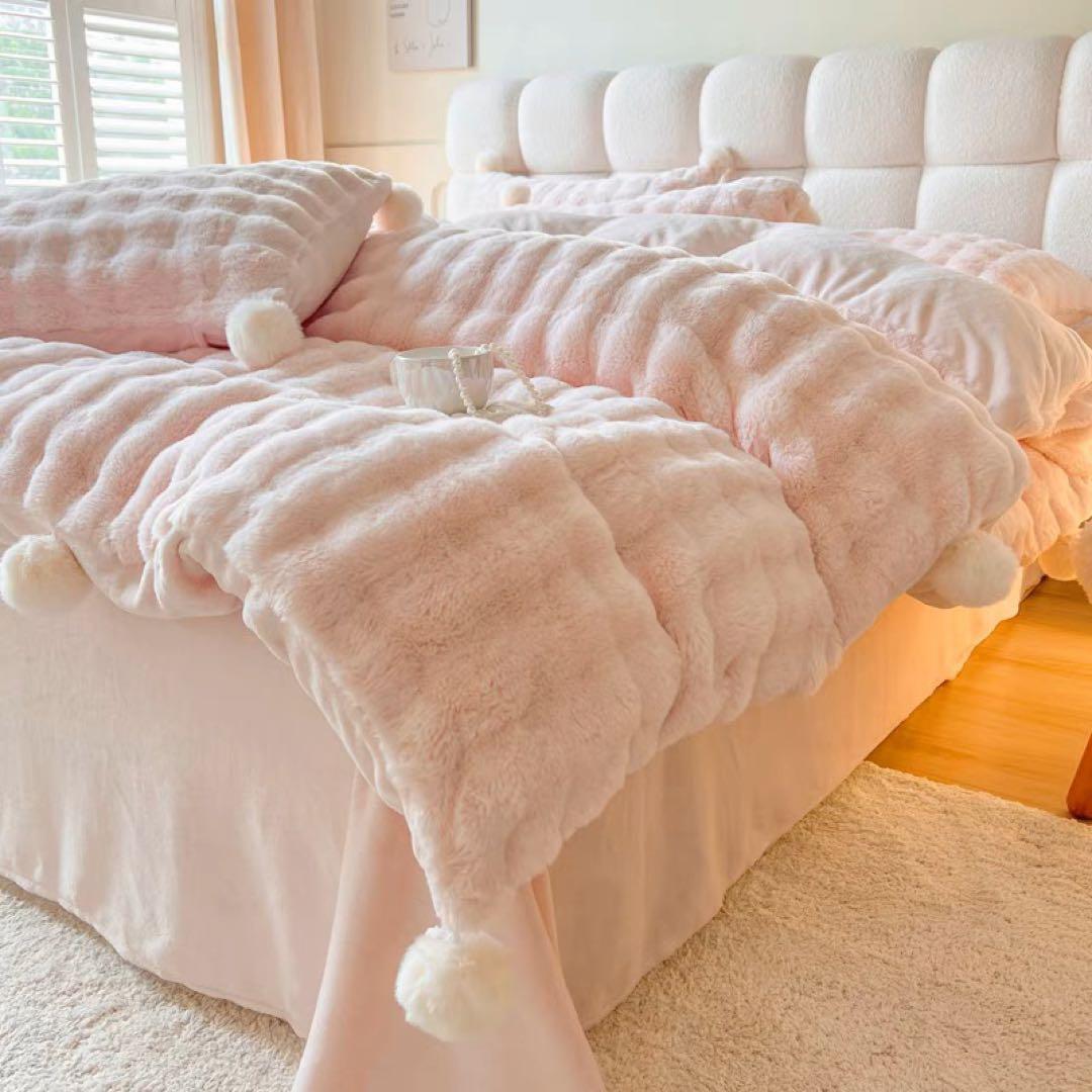 ピンク フリース ダブルカバーセット