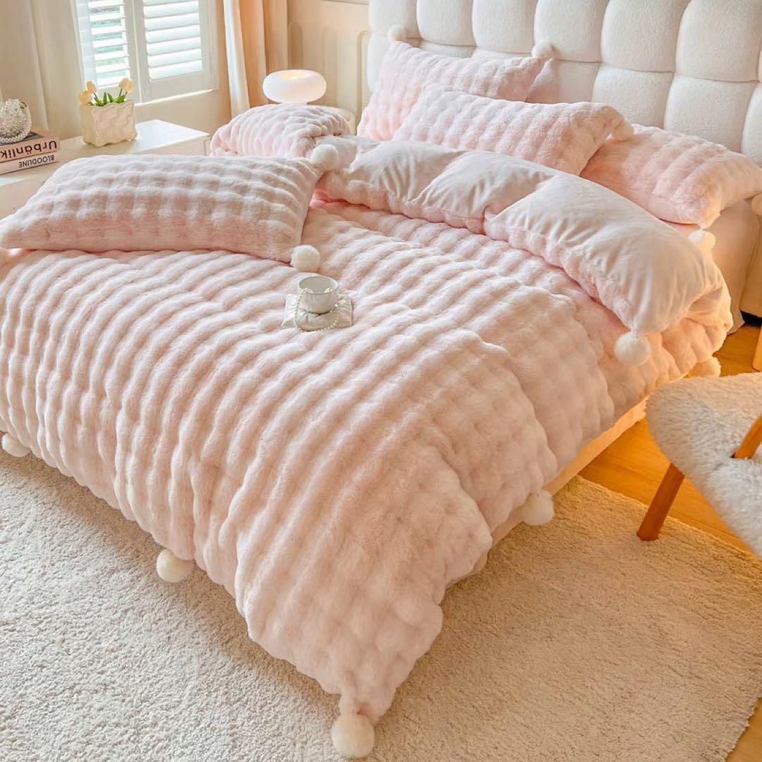 ピンク フリース ダブルカバーセット