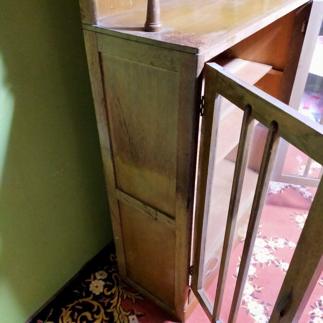 木製キャビネット　ヴィンテージ家具　ガラス扉付き　昭和レトロ