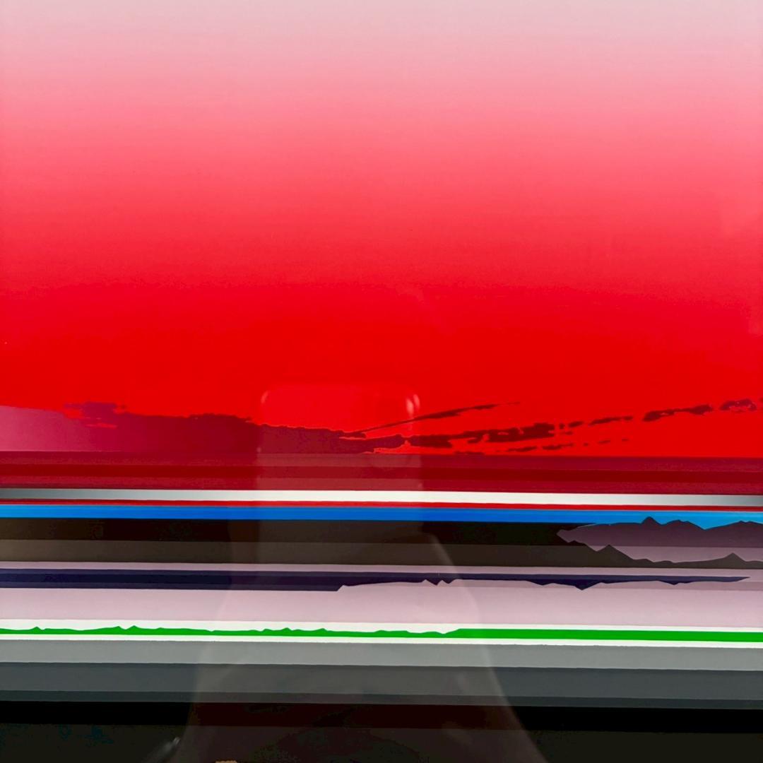 美品 沢田哲郎「GLOW」シルクスクリーン 1994年作 直筆サイン入 額縁入