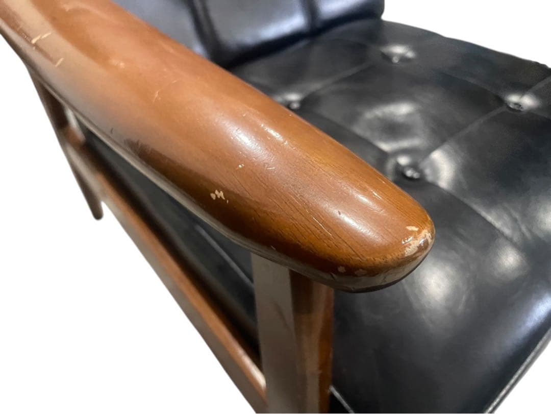 ◯karimoku カリモク60 Kチェア 1人掛け 1シーター 黒 レザー