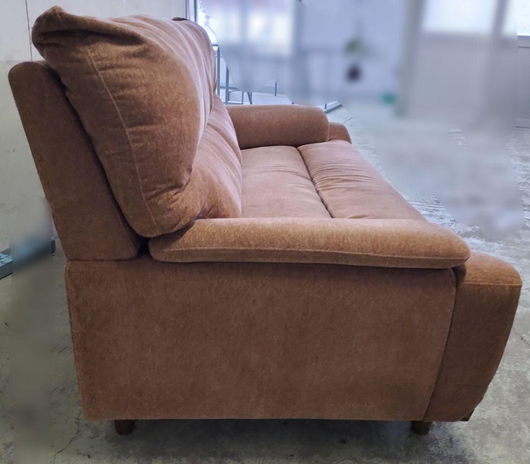 ブラウンファブリック2人掛けソファ【直接引き取りのみ】