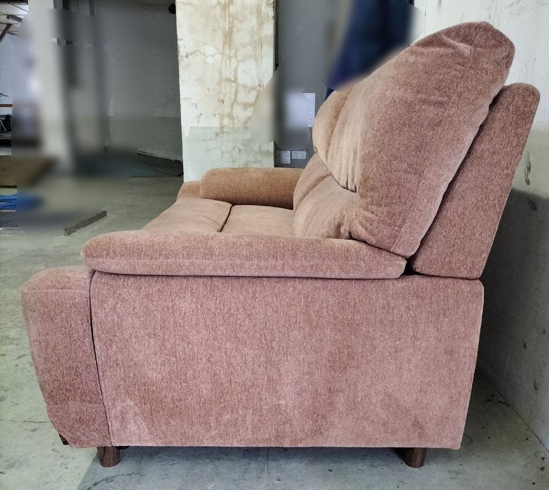 ブラウンファブリック2人掛けソファ【直接引き取りのみ】