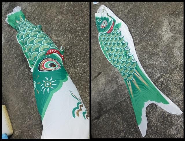 壊れ物ジャンク　ダイヤ鯉のぼり 黒鯉6m