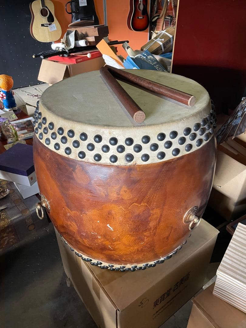 大型　和太鼓　打面49cm 本革　欅胴　和楽器 長胴太鼓 両面太鼓 盆踊り大会