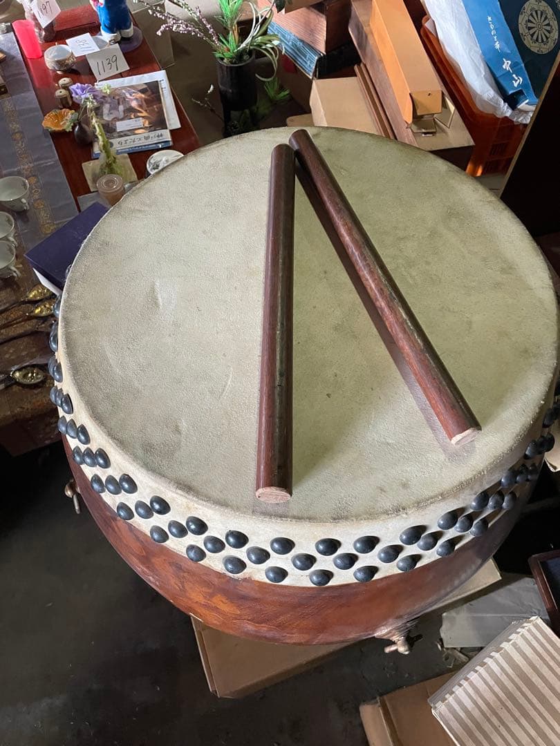 大型　和太鼓　打面49cm 本革　欅胴　和楽器 長胴太鼓 両面太鼓 盆踊り大会